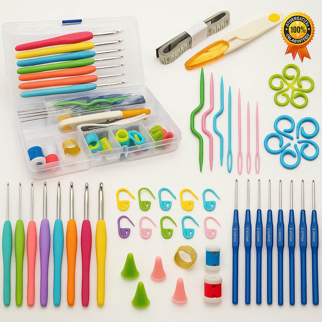 Kit com 12 agulhas de croche e estojo